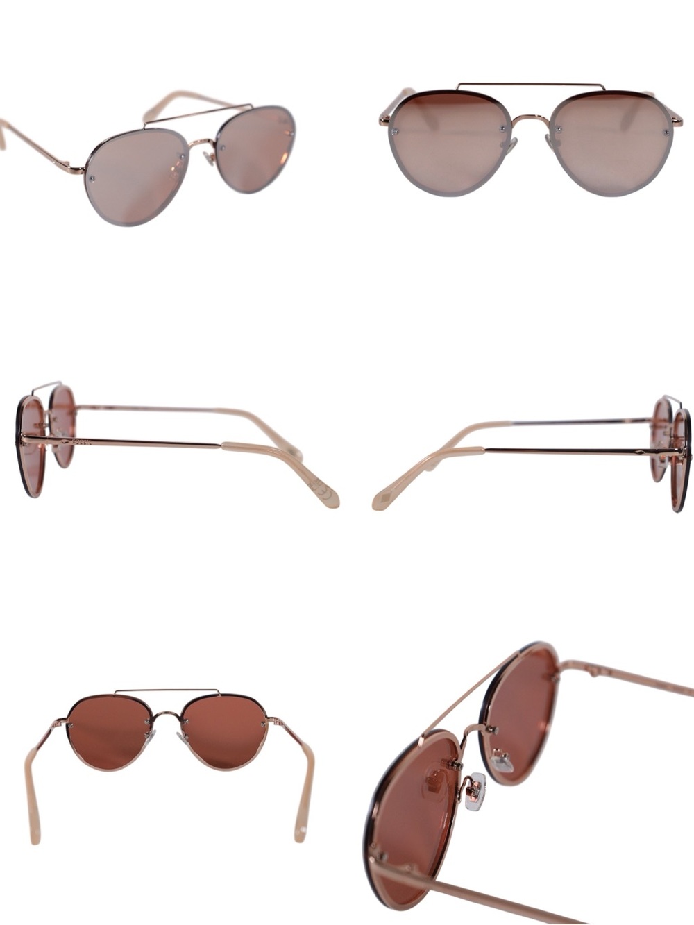 Women’s Fossil Rose Gold Rimless Sunglasses NWT